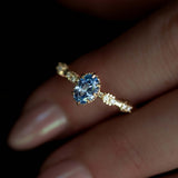 Floral Ring With 0.85c Oval Blue Sapphire