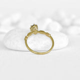 Floral Ring With 0.85c Oval Blue Sapphire