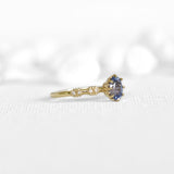 Floral Ring With 0.85c Oval Blue Sapphire