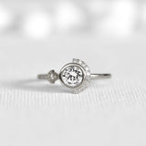 Diamond Half Moon Engegament Ring | MOGGA