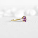 Pink Oval Sapphire & Diamond 3-Stone Ring