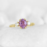 Pink Oval Sapphire & Diamond 3-Stone Ring