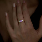 Pink Oval Sapphire & Diamond 3-Stone Ring