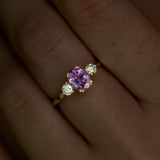 Pink Oval Sapphire & Diamond 3-Stone Ring