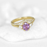 Pink Oval Sapphire & Diamond 3-Stone Ring