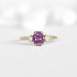 Pink Oval Sapphire & Diamond 3-Stone Ring
