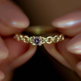 Round Chain Ring With Pink Sapphire