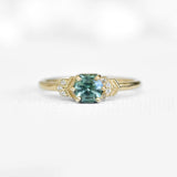 Blueish Green Hexagon Sapphire Ring