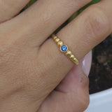 Gradient Ball Ring With Blue Sapphire