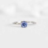 Round Light Blue Solitaire Sapphire Ring