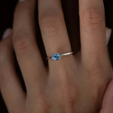 Round Light Blue Solitaire Sapphire Ring