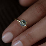 Madagascar Blue & Green Solitaire Sapphire Ring