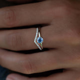 Round Light Blue Solitaire Sapphire Ring