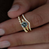 Madagascar Blue & Green Solitaire Sapphire Ring