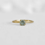 Round Light Green Solitaire Sapphire Ring
