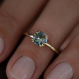 Madagascar Blue & Green Solitaire Sapphire Ring