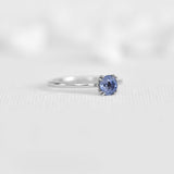 Round Light Blue Solitaire Sapphire Ring
