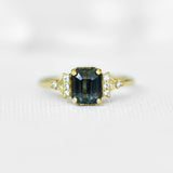 Blueish Green Emerald Teal Sapphire RingBlueish Green Emerald Teal Sapphire Ring