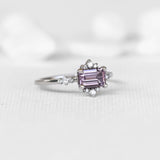 Purple Peach Emerald Spinel Halo Ring