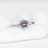 Purple Peach Emerald Spinel Halo Ring
