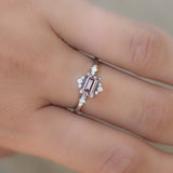 Purple Peach Emerald Spinel Halo Ring