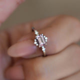 Purple Peach Emerald Spinel Halo Ring