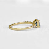 Blue & Green Cushion Teal Sapphire Ring