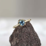 Blue & Green Cushion Teal Sapphire Ring