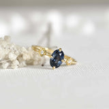 Deep Blue Oval Boho Sapphire Ring