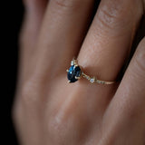 Deep Blue Oval Boho Sapphire Ring