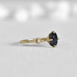 Deep Blue Oval Boho Sapphire Ring