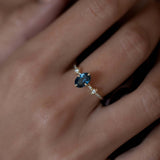 Deep Blue Oval Boho Sapphire Ring