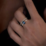 Deep Blue Oval Boho Sapphire Ring