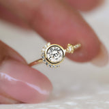 Diamond Half Moon Engegament Ring