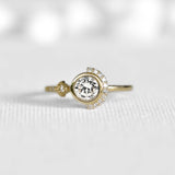 Diamond Half Moon Engegament Ring