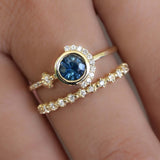 Modern Boho Half Moons Diamonds Ring