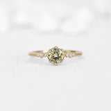 Round Yellowish Green Solitaire Sapphire Ring