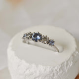 5-Stone Blue Sapphire & Salt And Pepper Diamond Ring