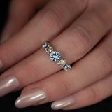 5-Stone Blue Sapphire & Salt And Pepper Diamond Ring