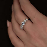 5-Stone Blue Sapphire & Salt And Pepper Diamond Ring