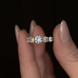 5-Stone Blue Sapphire & Salt And Pepper Diamond Ring