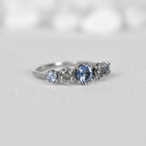 5-Stone Blue Sapphire & Salt And Pepper Diamond Ring