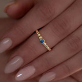 Gradient Ball Ring With Blue Sapphire