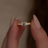 Gradient Ball Ring With Blue Sapphire