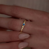 Gradient Ball Ring With Blue Sapphire