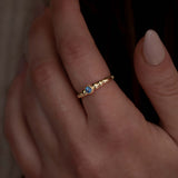 Gradient Ball Ring With Blue Sapphire