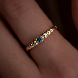 Gradient Ball Ring With Blue Sapphire