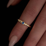 Gradient Ball Ring With Blue Sapphire