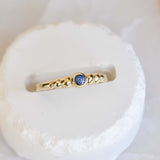 Gradient Ball Ring With Blue Sapphire