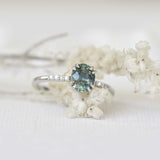 Oval Yellowish Blue & Green Sapphire Ring